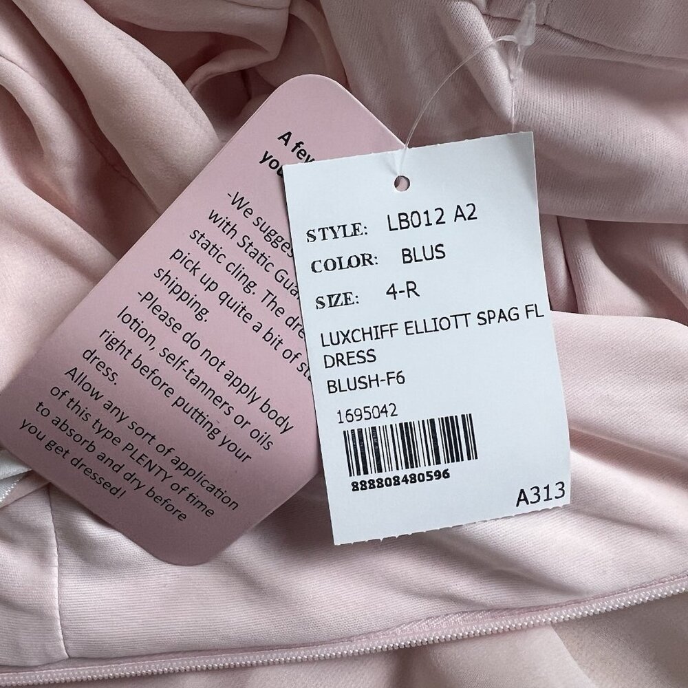 Lovely LB012 Size 4 Lux Chiffon Elliot Maxi Dress Square Neck Blush Pink - Picture 9 of 13